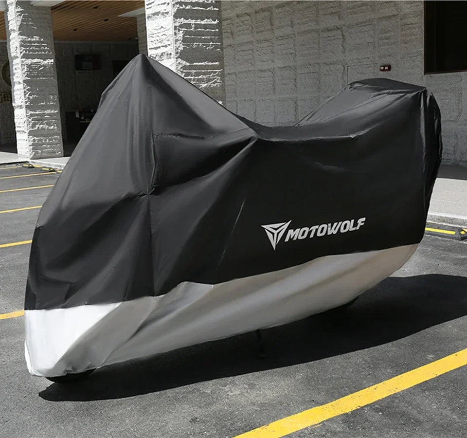 MOTOWOLF Oxford Waterproof Scooter Cover Universal All Weather Motorcycle Protector Anti UV Dustproof with Lock Holes – Polyester Taffeta Oxford Cloth M-4XL Silver Black 4 Season