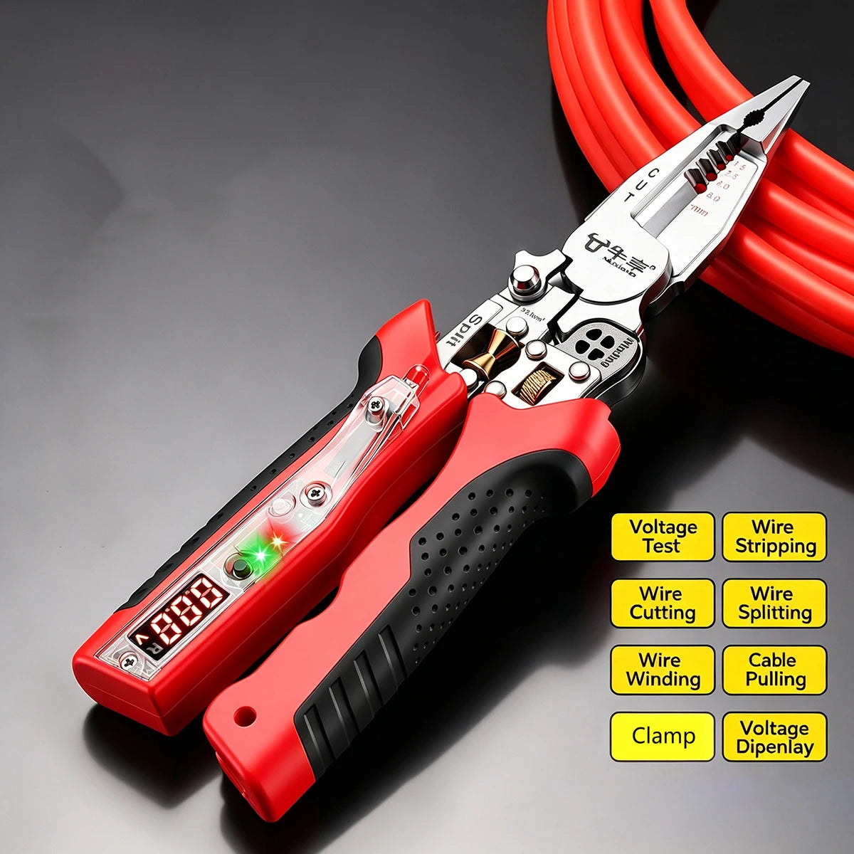NIUXIANG 10-in-1 Rechargeable Wire Stripper Pliers – Built-In Voltage Tester – Wire Strip + Cut + Crimp – Motorcycle Electrical Repair – $31