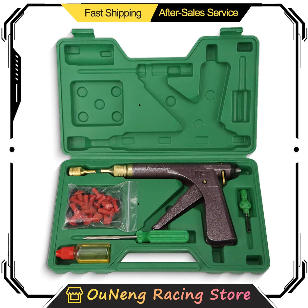 Tubeless Tire Repair Puncture Plug Gun Kit with Mushroom Plugs – Car Motorcycle Bike – $66
