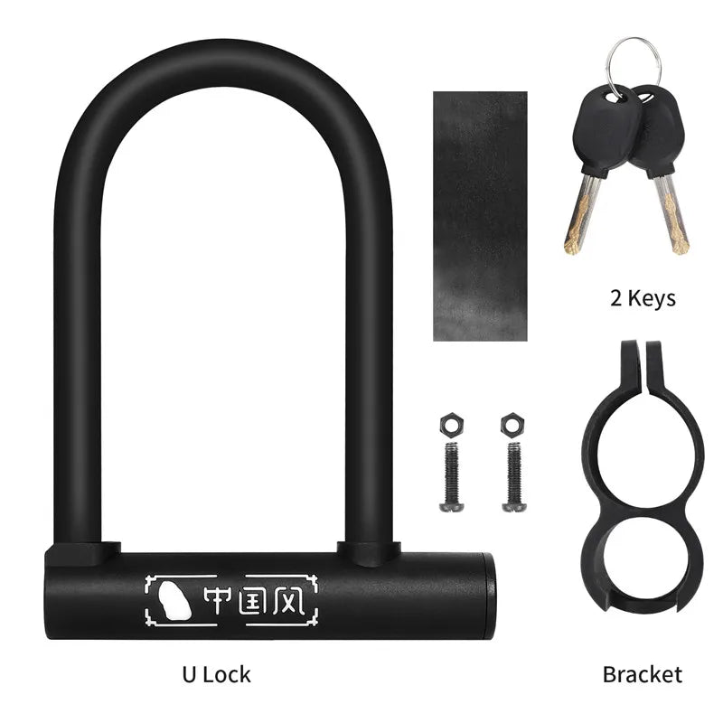 West Biking Bicycle U Lock MTB Road Bike Padlock Portable Anti-Theft Safety Motorcycle Scooter Cycling Lock Bicycle Accessories – Classic-046 Carbon Steel Zinc Alloy 18x13cm Black