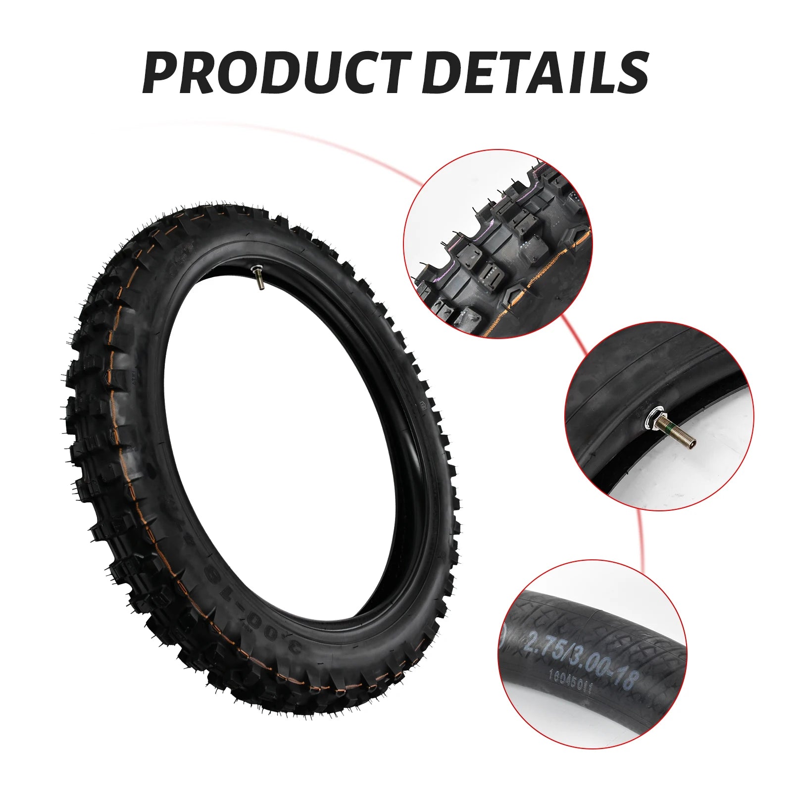 Dirt Bike Tires – 3.00-18 Rear Tire & Inner Tube for Surron Light Bee X