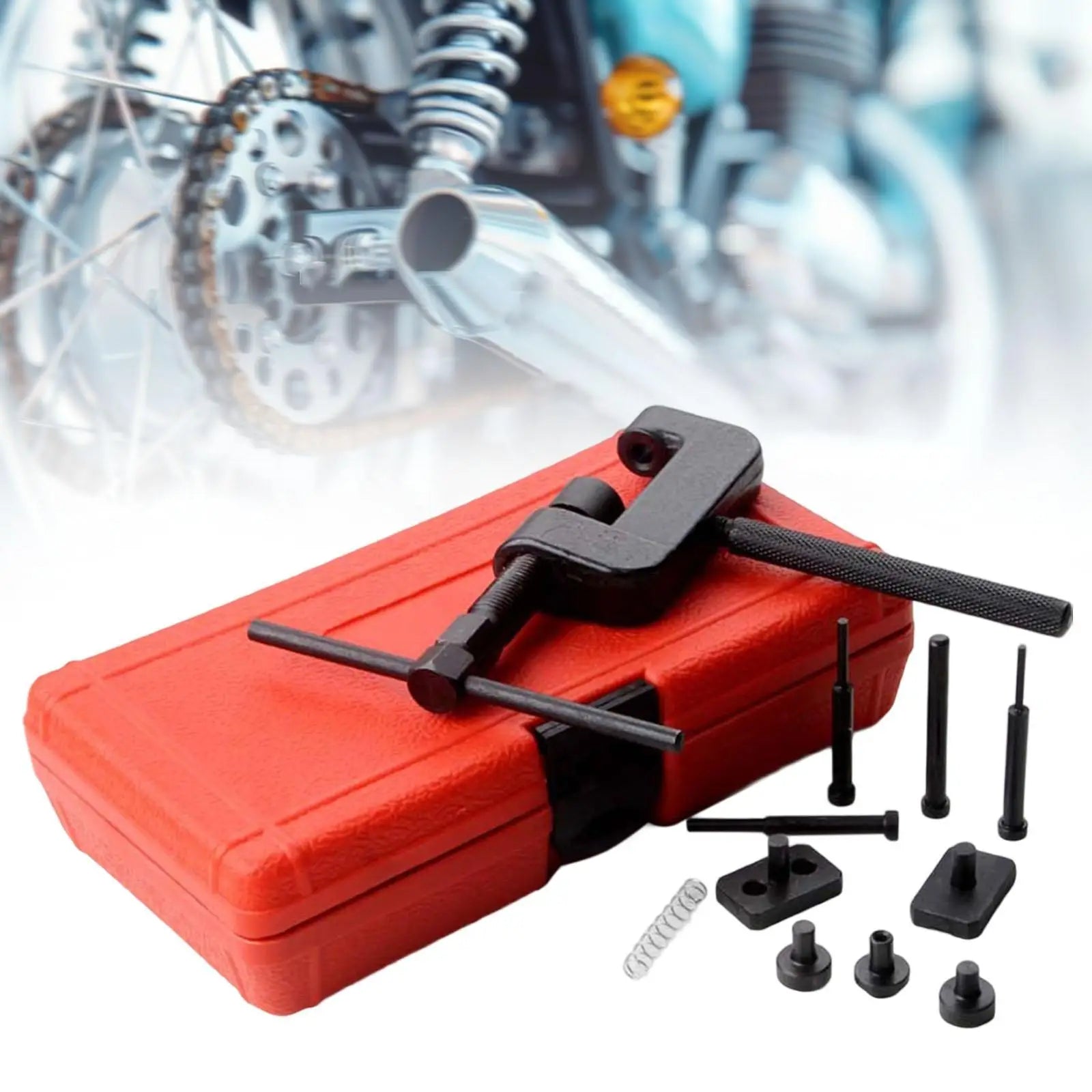 Compact Motorcycle Chain Breaker Tool Kit – 45# Steel Chain Cutter & Riveter for Bicycle & Motorcycle – Carrying Case Included – $64