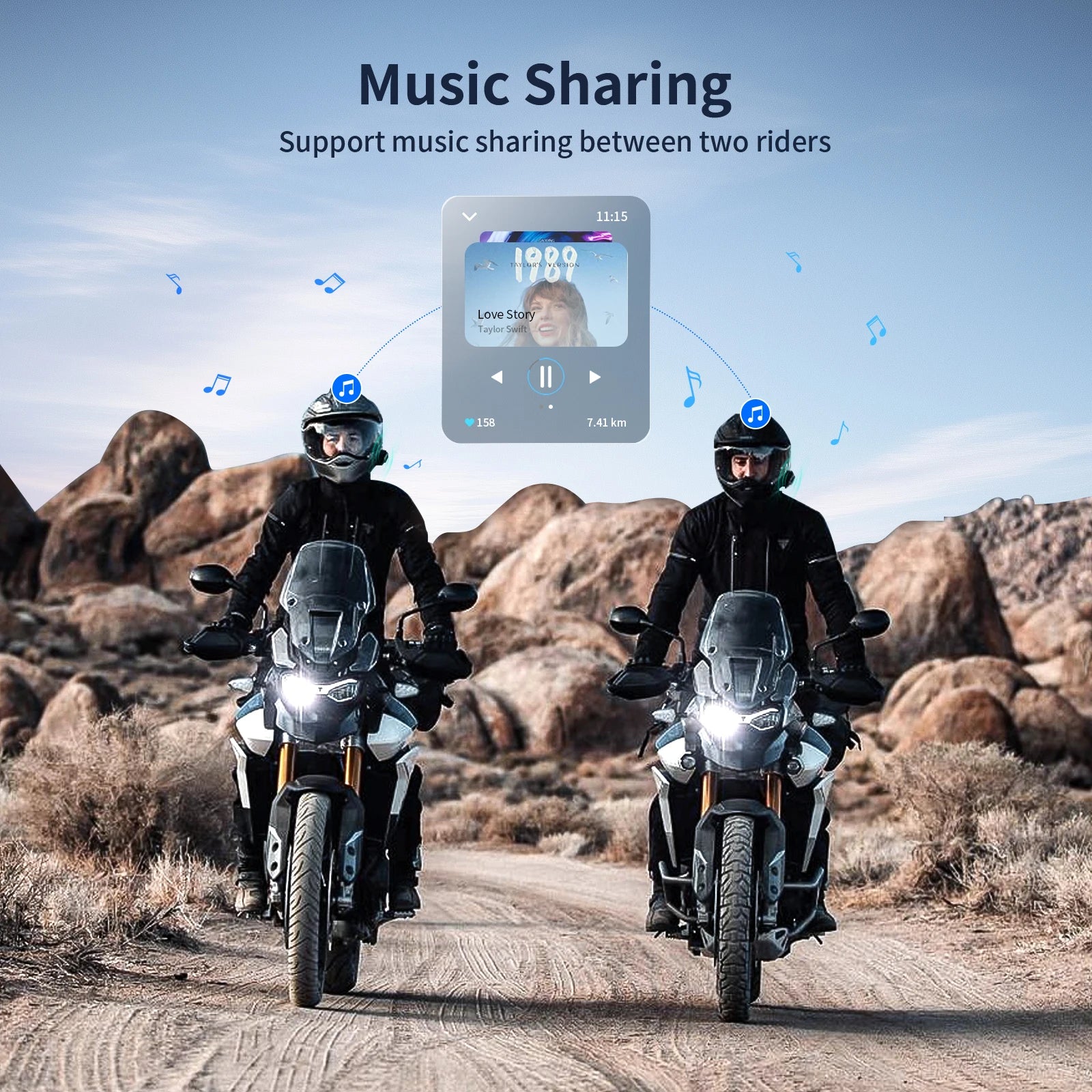 Fodsports FX60C Motorcycle Bluetooth Intercom – 4K Camera & 10-Rider