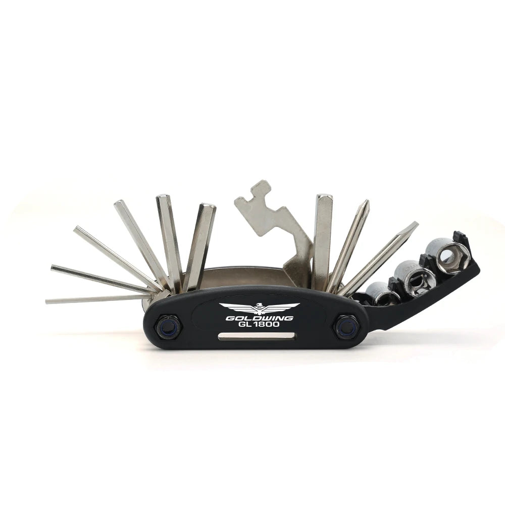 Honda Gold Wing GL1800 / GL1500 / GL1200 16-Function CNC Aluminum Multi-Tool – Allen + Socket + Hex + Screwdriver + Spoke – $9