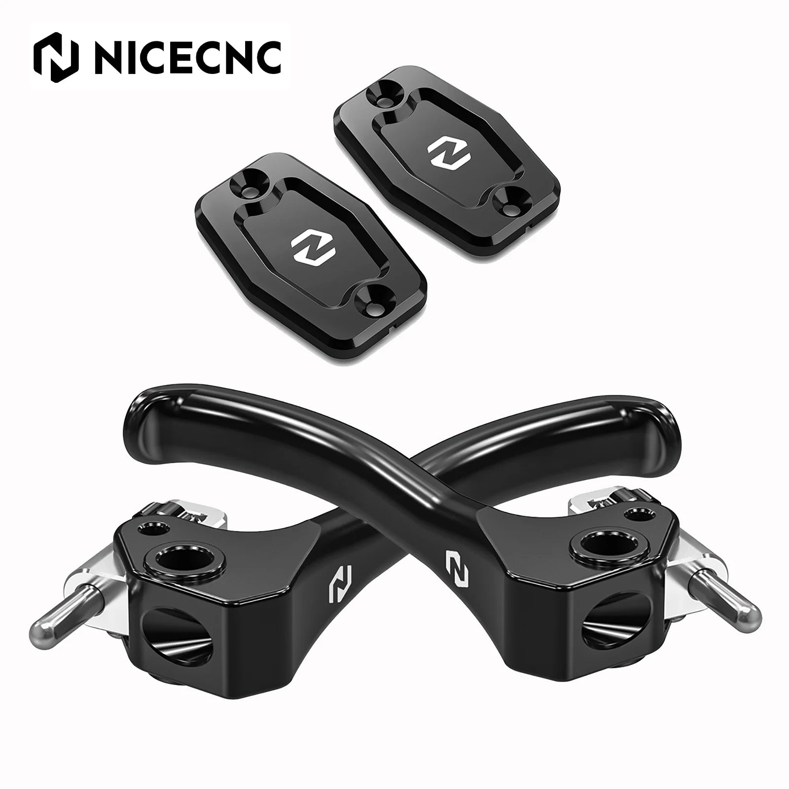 Husqvarna TE/FE 150–501 2022–2024 / GasGas EC/ECF 250–350 2021–2024 NICECNC Shorty Brake Clutch Lever & Fluid Reservoir Cover – CNC 6061-T6 Aluminum – $21–$116