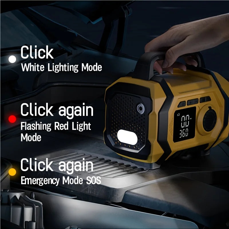Motorcycle Jump Starter 8000A with Air Compressor 150PSI Digital Tyre Inflator Portable Battery Booster Pack 12V