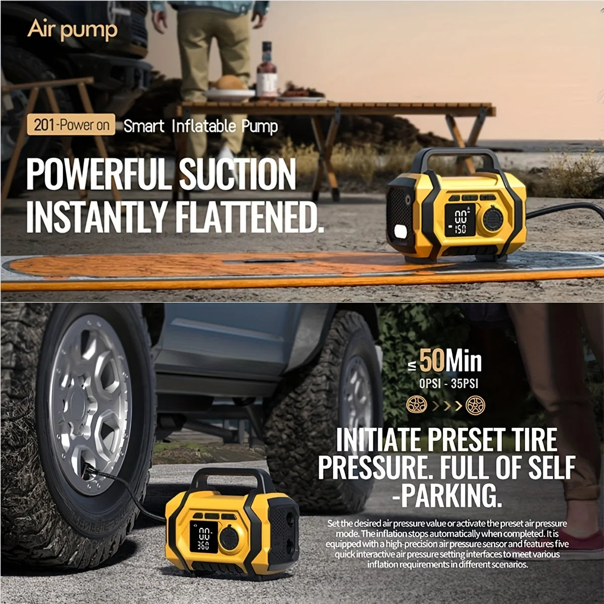 Motorcycle Jump Starter 8000A with Air Compressor 150PSI Digital Tyre Inflator Portable Battery Booster Pack 12V