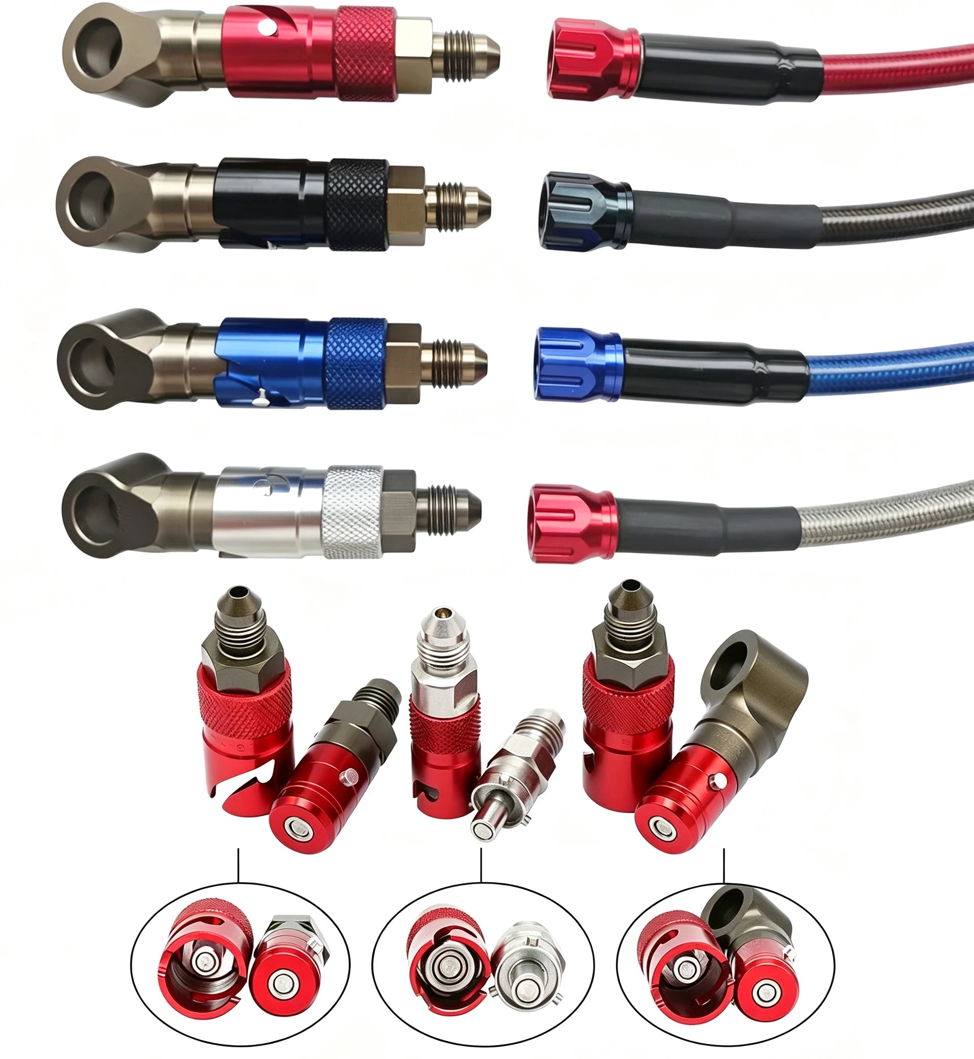 Universal Motorcycle AN3 Aluminum Caliper Brake Line Hose Adapter – Brake Line Tools – Quick Disconnect Brake Hose Oil Breaker Connector – 7075 CNC – Yamaha Honda Kawasaki Suzuki BMW Ducati – from $12