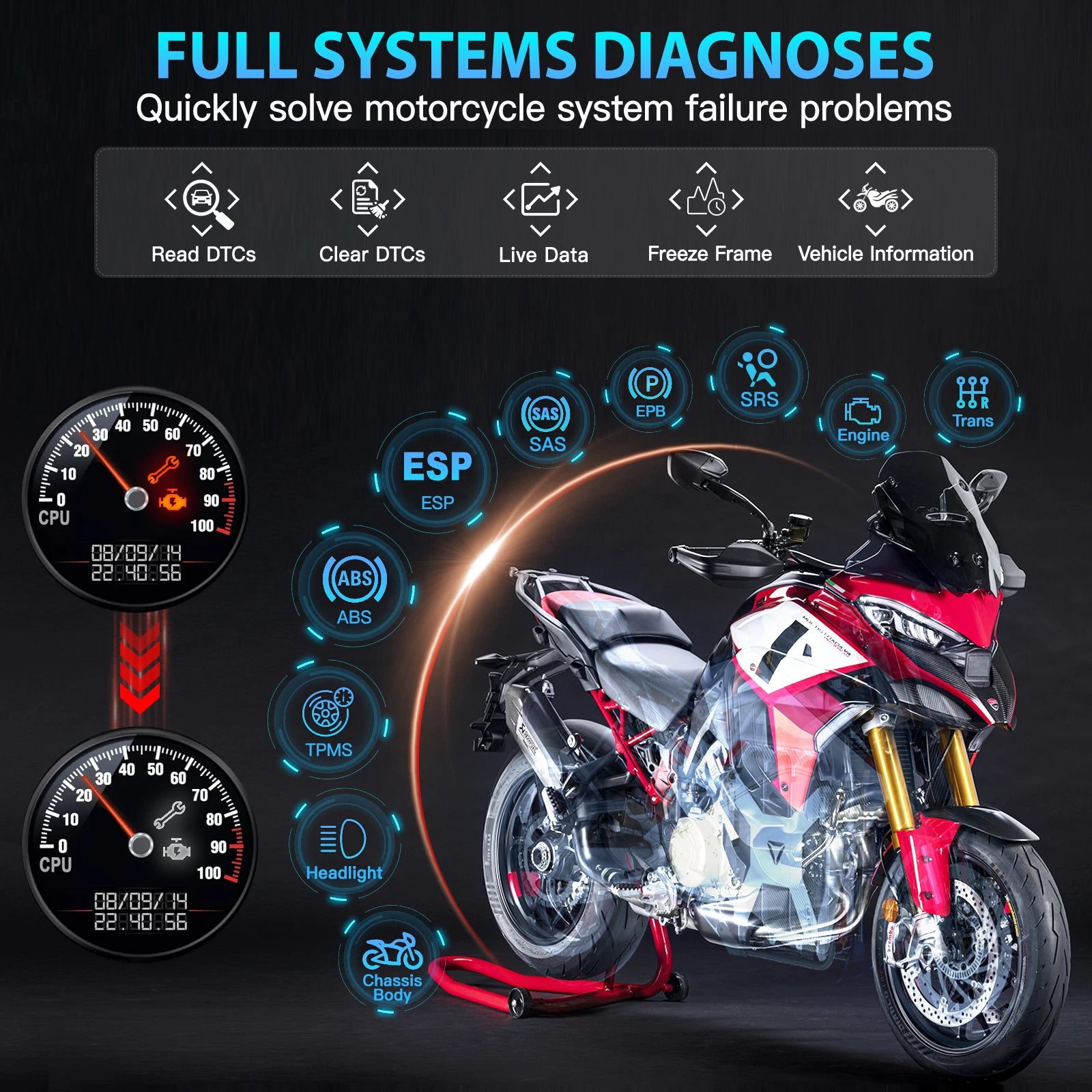 ANCEL MT500 Motorcycle Diagnostic Tablet – US Version – Full System + 30+ Resets + ECU Coding – Harley / Indian / Polaris / BRP + Asian – $1,196