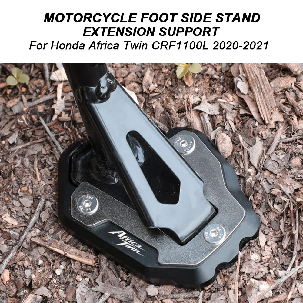 For Honda CRF1100L CRF 1100 L L4 Africa Twin 2020-2025 Motorcycle CNC Kickstand Foot Side Stand Extension Support Enlarge Plate – Otilli 6061-T6 Billet Aluminium CNC Black Blue Red