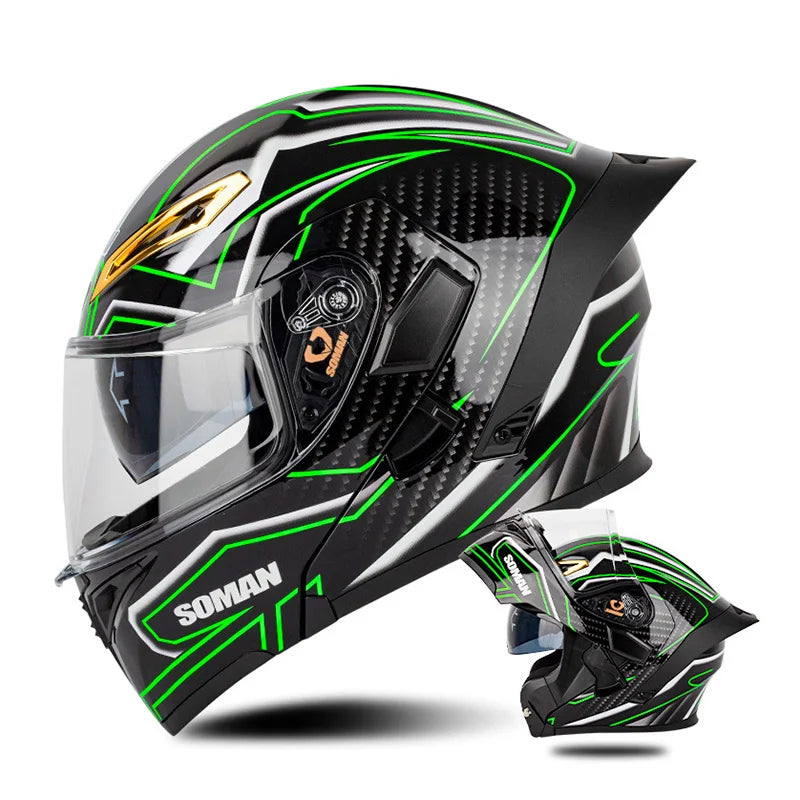 DOT Approved Modular Full Face Motorcycle Helmet – Flip-Up Dual Visor, All-Season