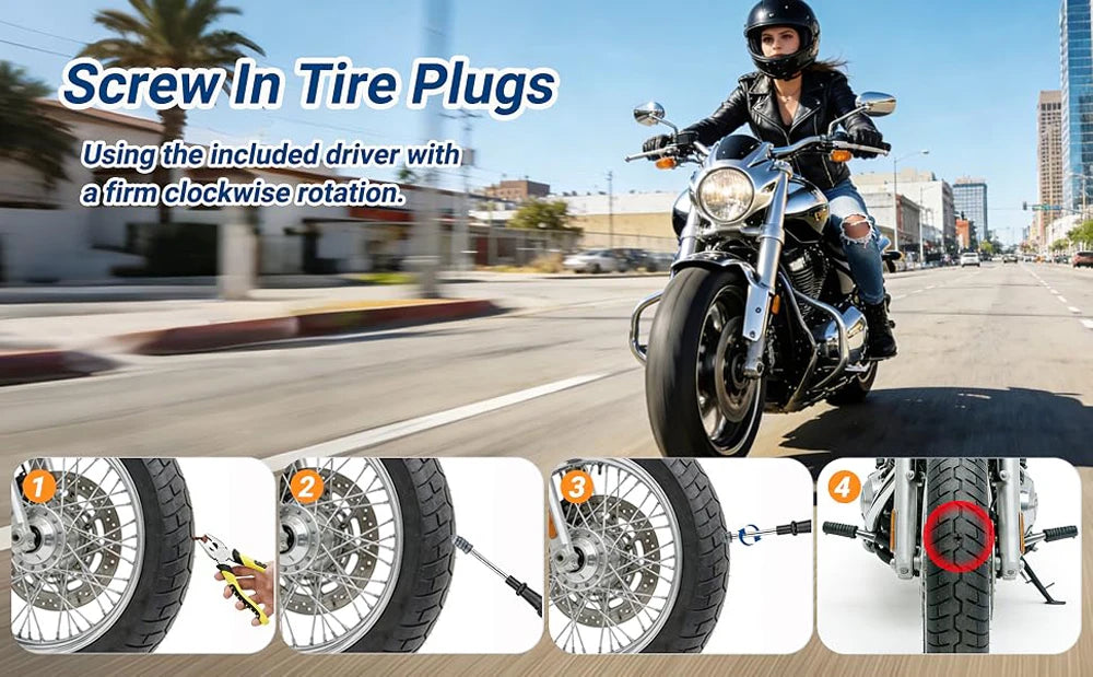 60pcs Spiral Screw-In Tire Repair Plug Kit – 2 Sizes with Screwdriver – Car Truck Motorcycle ATV – $18