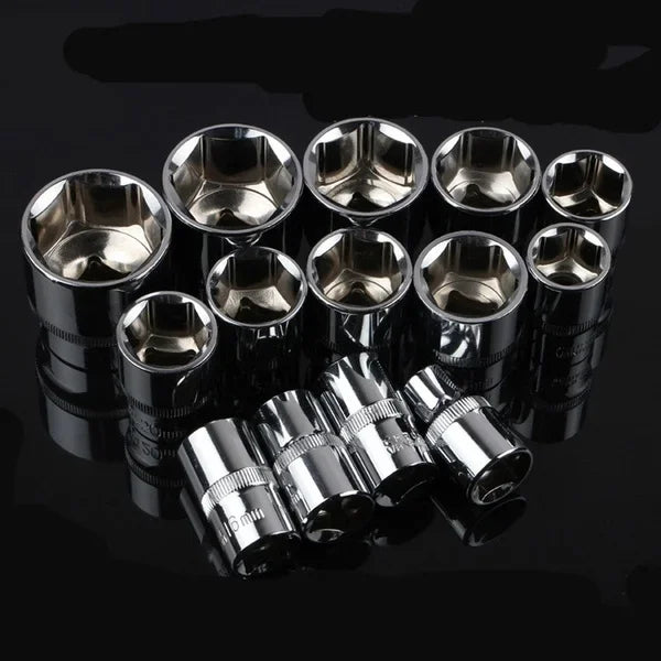 12-Piece Ratchet Wrench Socket Set – 4–13mm Metric Sockets – Chrome Plated 45# Steel – Motorcycle / Bicycle / Car / Boat – from $17