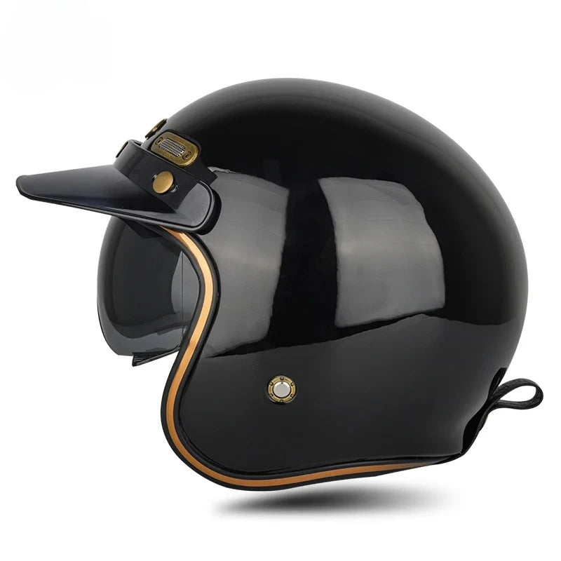 Open Face Helmets – DOT Approved Retro Motorcycle Helmet, Carbon Fiber Style with Visor for Men