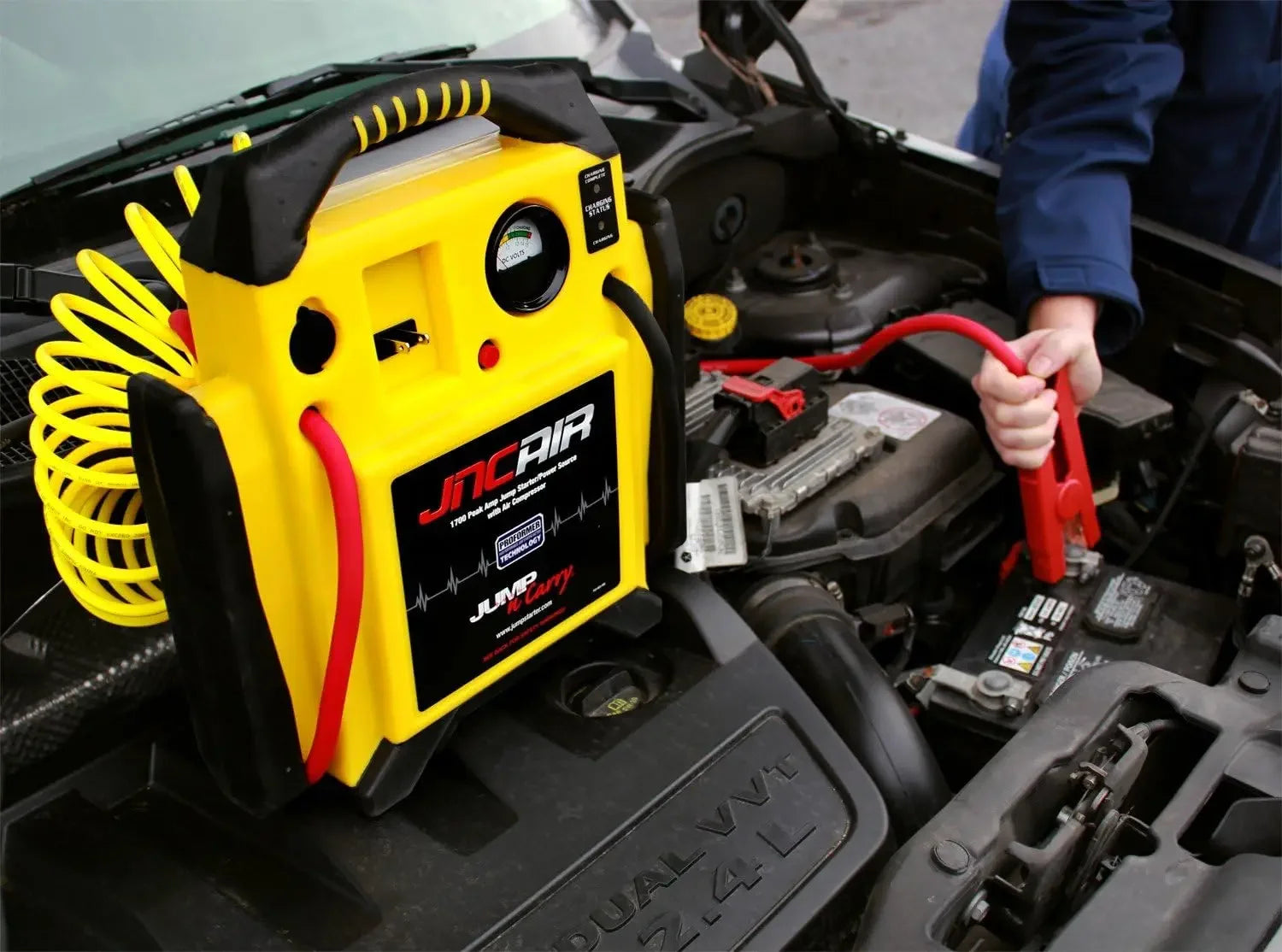 Jump-N-Carry JNCAIR Motorcycle & Car Jump Starter 1700 Peak Amp with Air Compressor 12V Lead-Acid AGM
