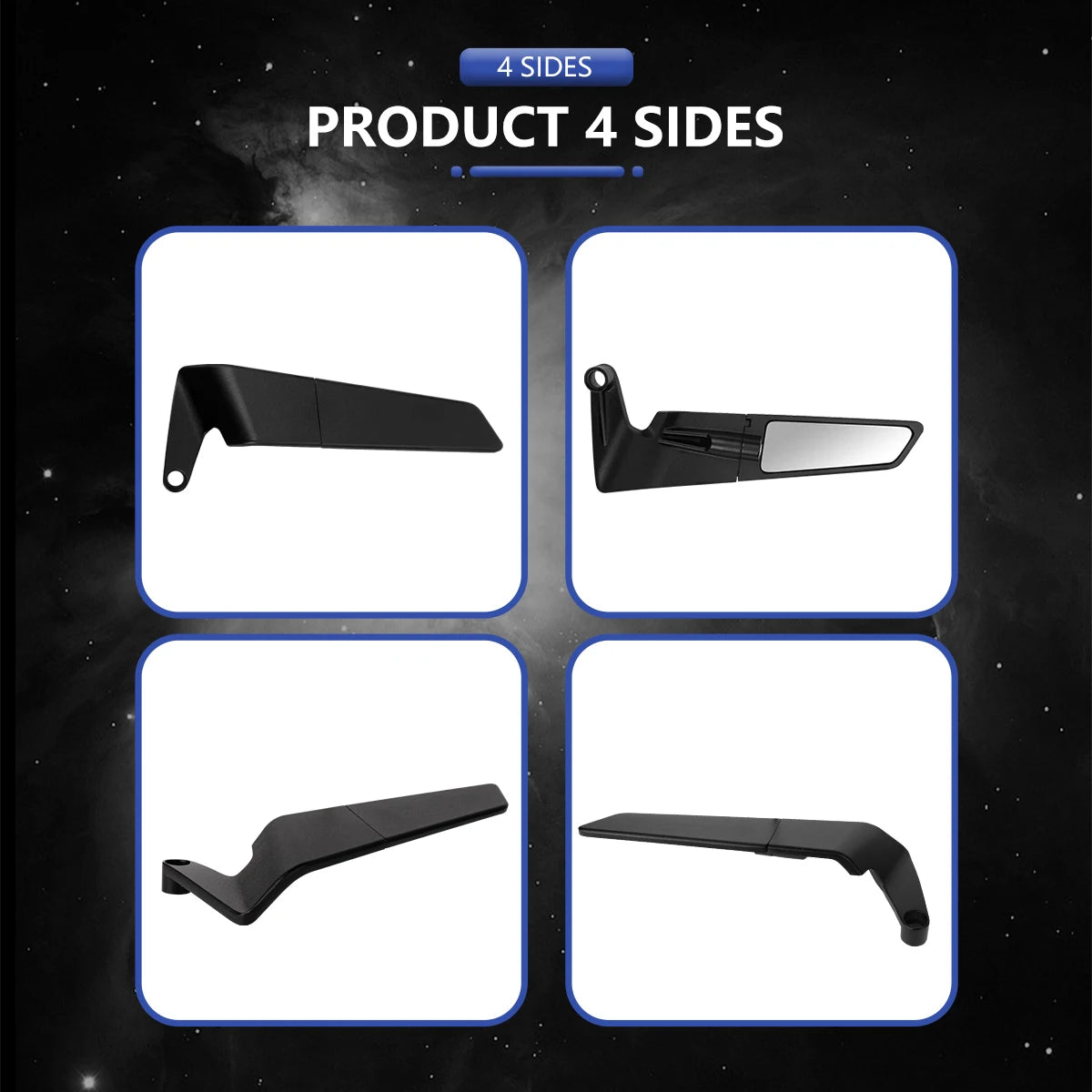 HVLMHA Yamaha MT-07 MT-09 MT-10 Stealth Winglet Rotatable Motorcycle Mirror CNC Aluminium Adjustable Rearview Motorcycle Mirror Kit 2021-2023