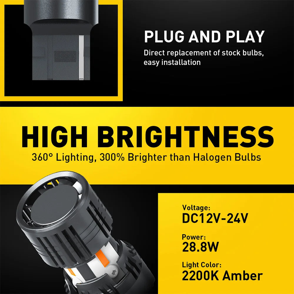 LED Turn Signal Bulbs – AUXITO T20 7440 W21W WY21W CANBUS Amber