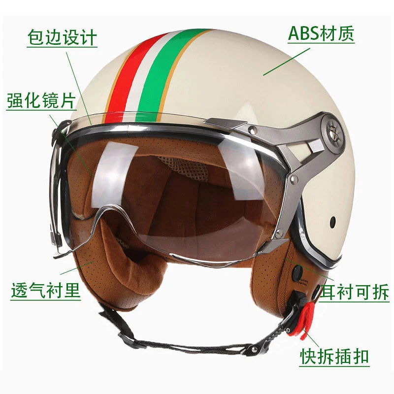 Open Face Helmets – DOT 3/4 Retro Motorcycle Helmet, Vintage Chopper & Scooter Helmet for Men & Women