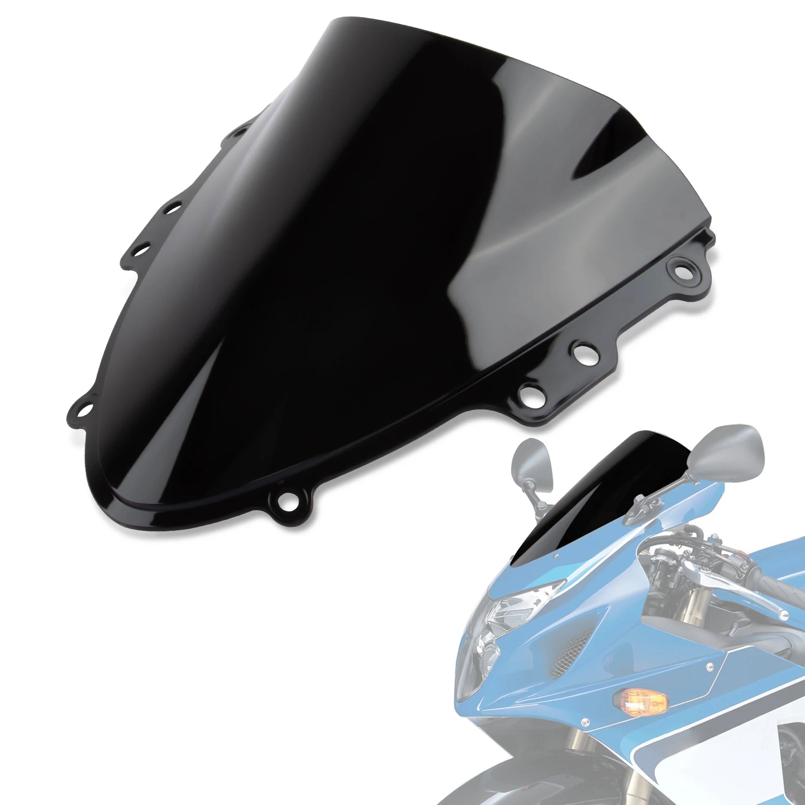 Motorcycle Windshield Windscreen Double Bubble Airflow Wind for Suzuki GSXR600 GSXR750 K4 K5 2004-2005 GSX-R 600 750 2004 2005 – ABS Plastic Black Clear Wind Deflector