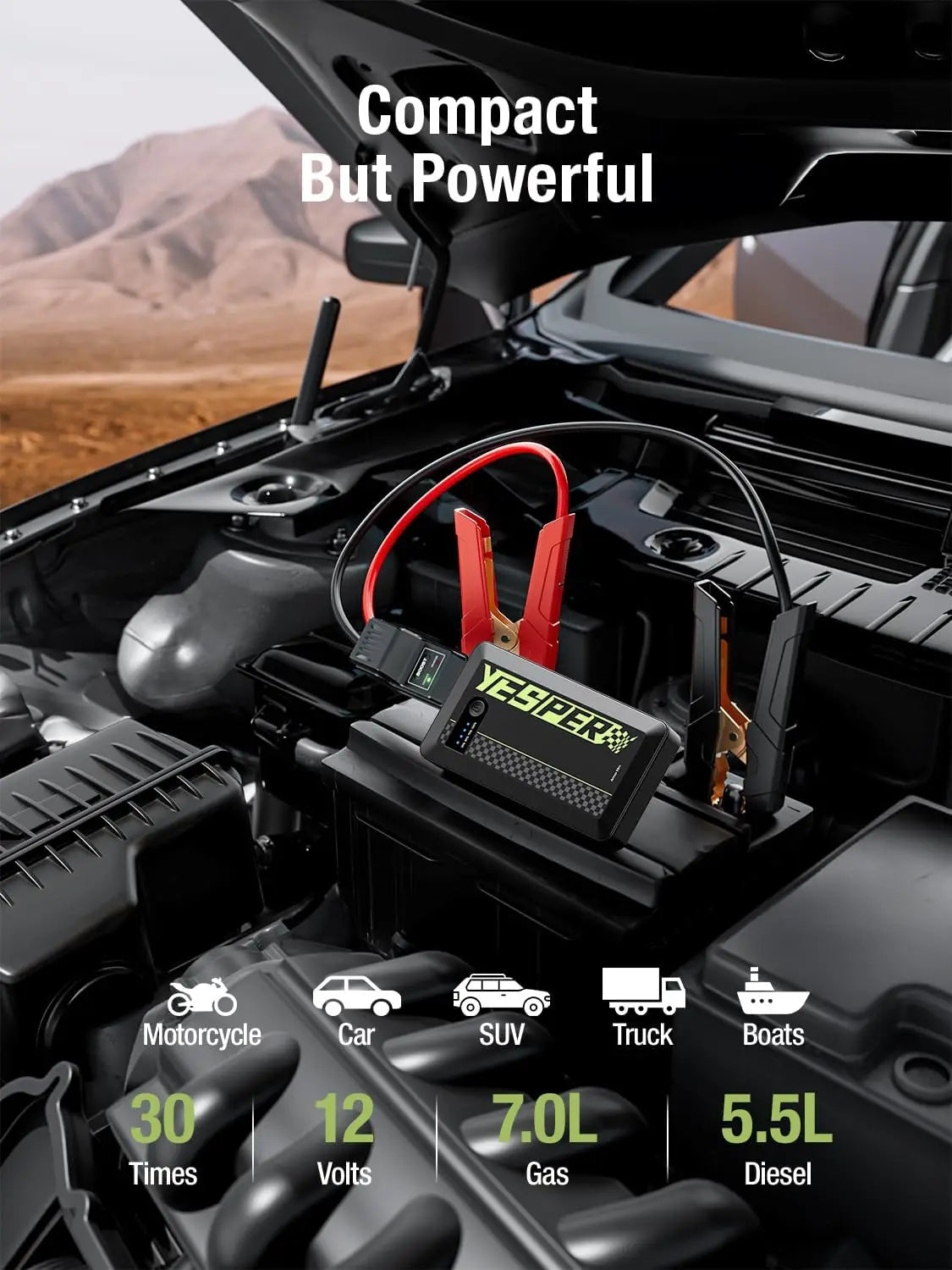YESPER A-Armor-MINI 1500A Jump Starter – Ultra-Compact 12V Battery Booster & USB Power Bank