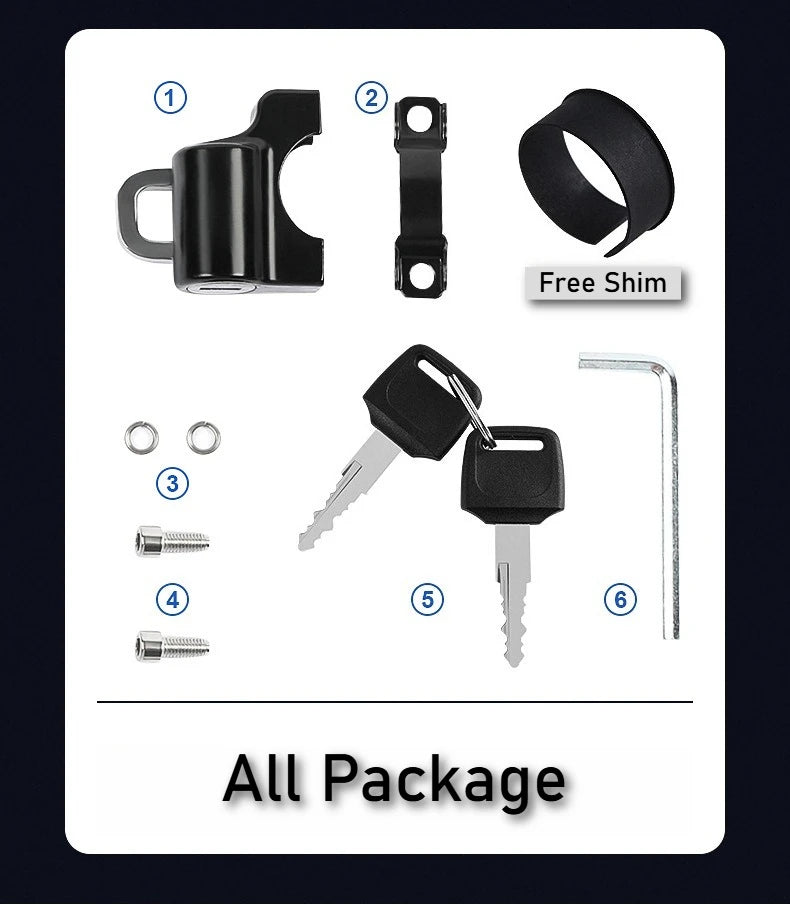 Universal Motorcycle Helmet Lock Security Anti-Theft Fixed Helmet Lock 22-24mm Handlebar Brake Handle Solid Lock Moto Accessory
