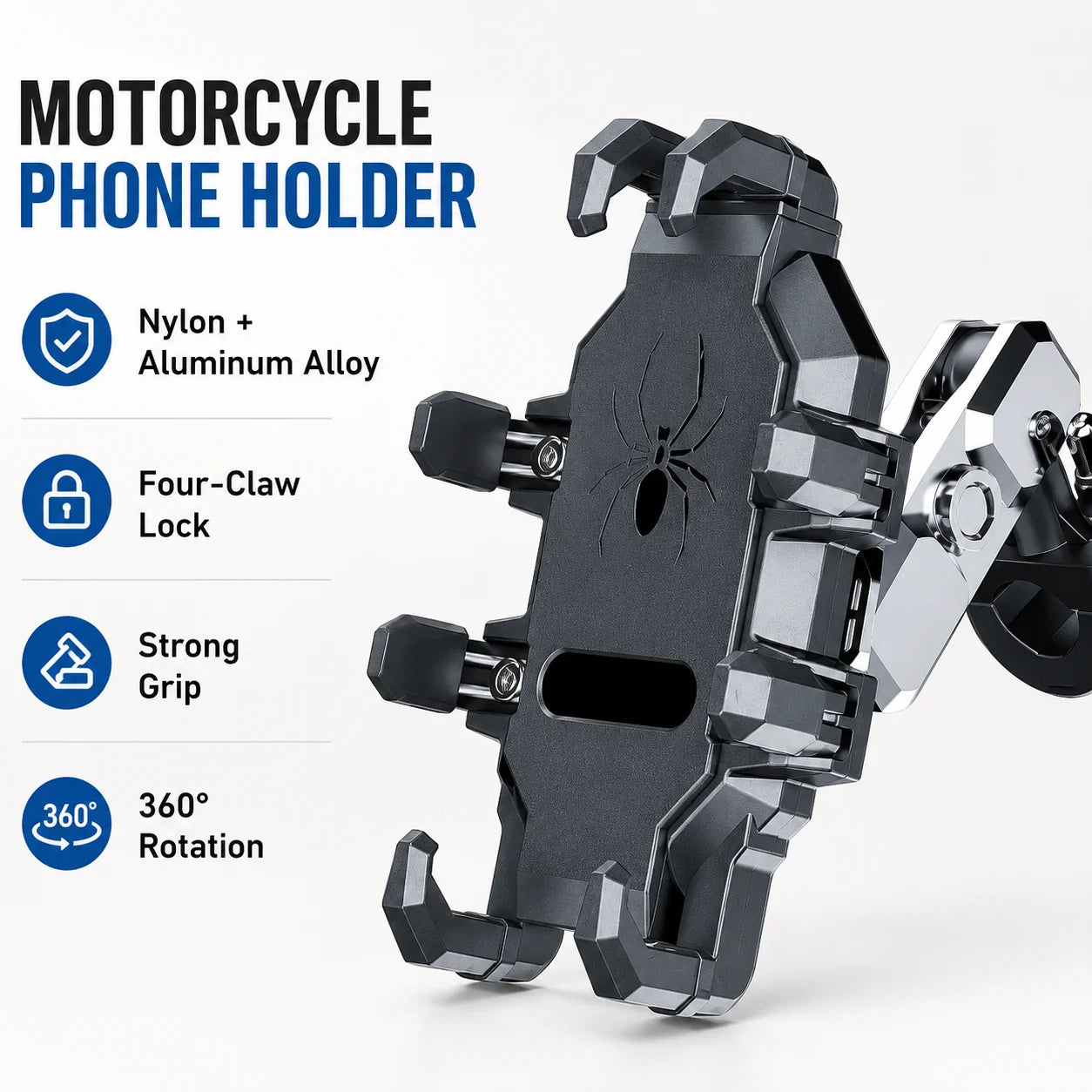 Aluminum Alloy Anti-Vibration Motorcycle Phone Mount – Anti-Theft 360° GPS Holder for Scooters & E-Bikes