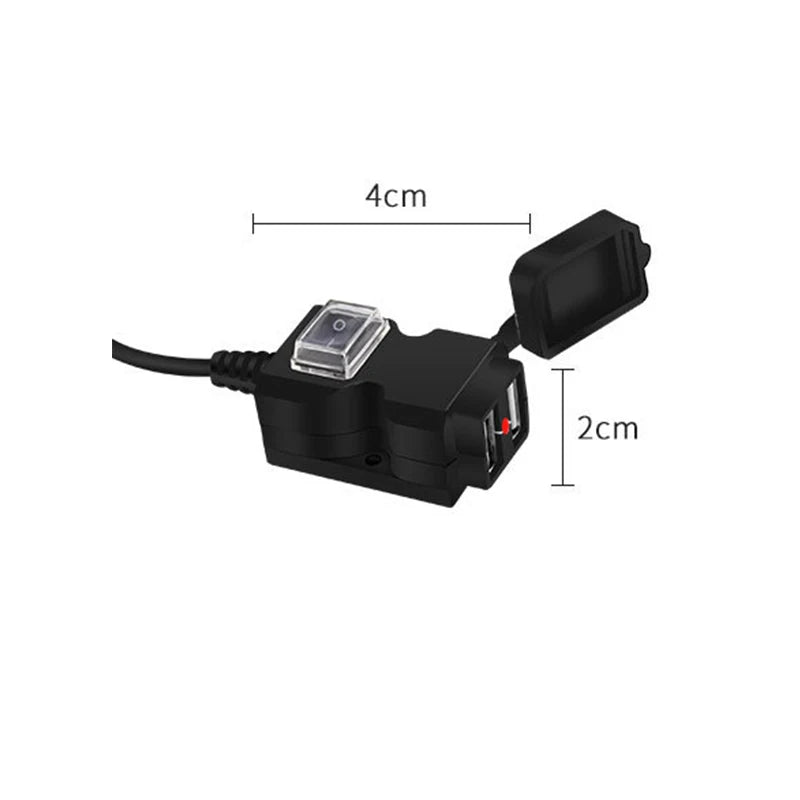12V Dual USB Fast-Charging Motorcycle Charger – Universal Waterproof Bike Charging Socket