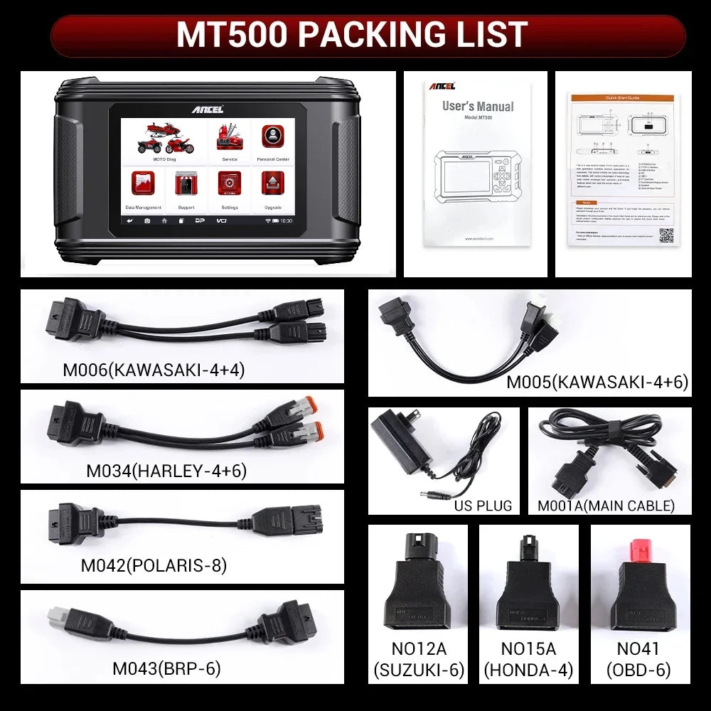 ANCEL MT500 Motorcycle Diagnostic Tablet – US Version – Full System + 30+ Resets + ECU Coding – Harley / Indian / Polaris / BRP + Asian – $1,196