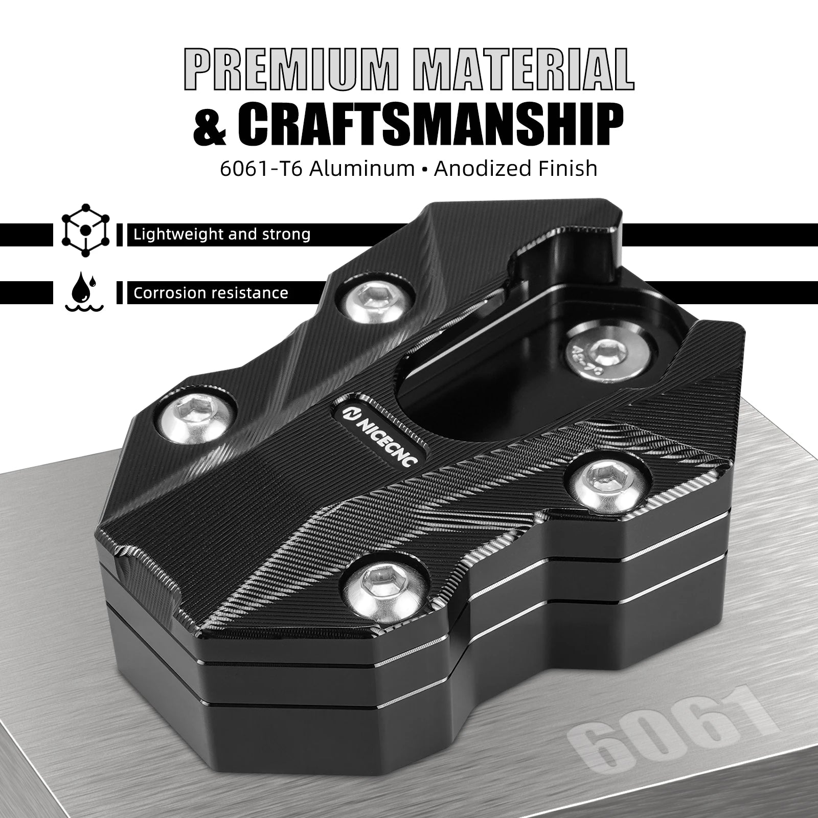 For BMW R1300GS R1300GS Adventure 2024-2025 Replace 4653 1638616 Height Adjustment Suspension Kickstand Side Stand Extension Plate – NICECNC 6061 Billet Aluminum Black