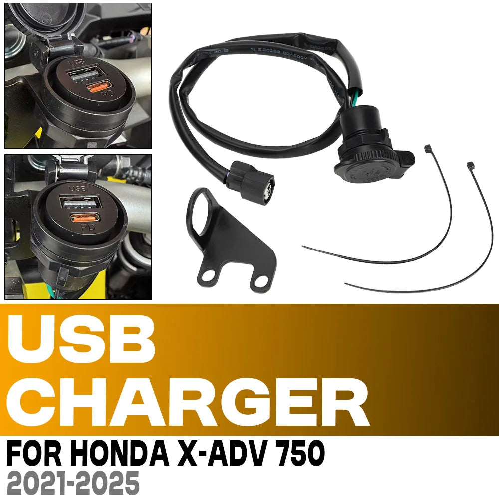 12V QC3.0 USB-C PD Waterproof Motorcycle Fast Charger for Honda X-ADV 750 2021–2025