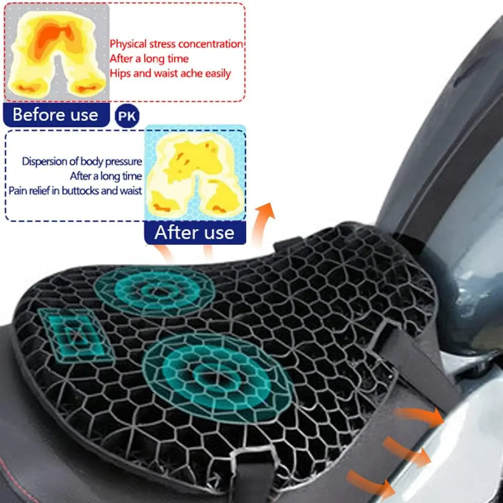 Motorcycle Seat Cushion Shock Absorption Decompression Gel Honeycomb 3D Comfortable Universal Motorcycle Seat Cushion