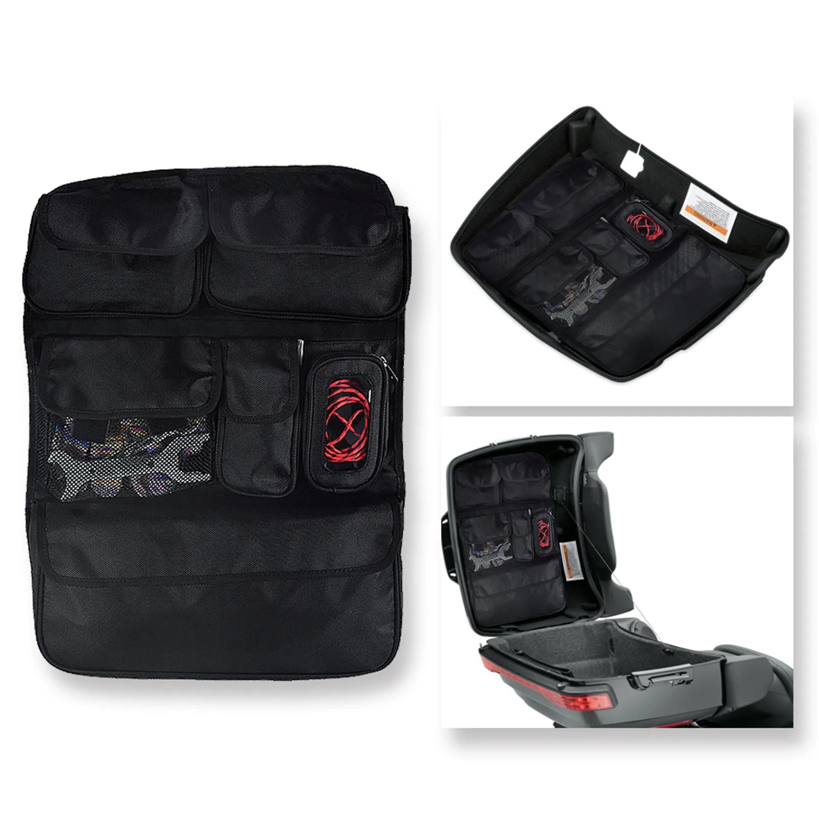 REWMTER Motorcycle Saddlebag Tour Luggage Organizer Lid Storage Bag for Harley Touring Road King Street Glide FLHR FLHTK 2014-Later – Nylon Waterproof Felt-Lined