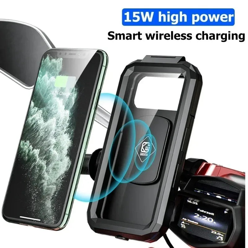 Motorcycle Wireless Charger Holder QC 3.0 Fast Charging Motorbike Phone Waterproof Cellphone Stand For iPhone 17 16 15 Samsung