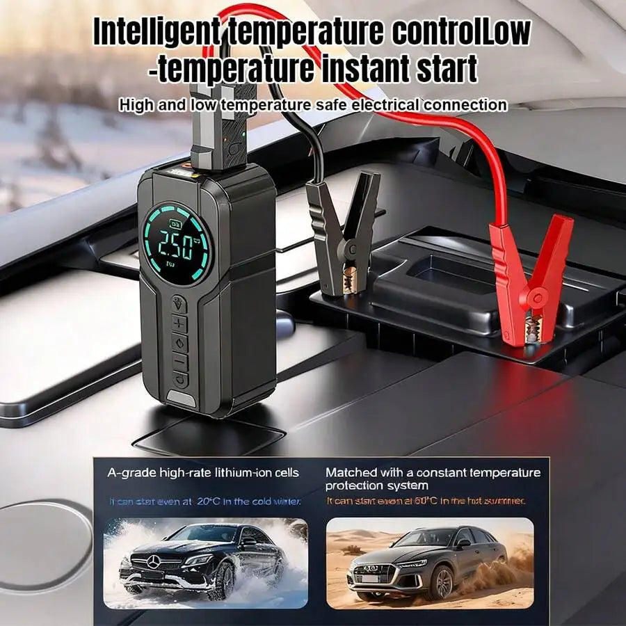 1000A Jump Starter with Air Compressor – 150PSI Electric Tire Inflator & Portable Power Bank for Car, Motorcycle & Bicycle