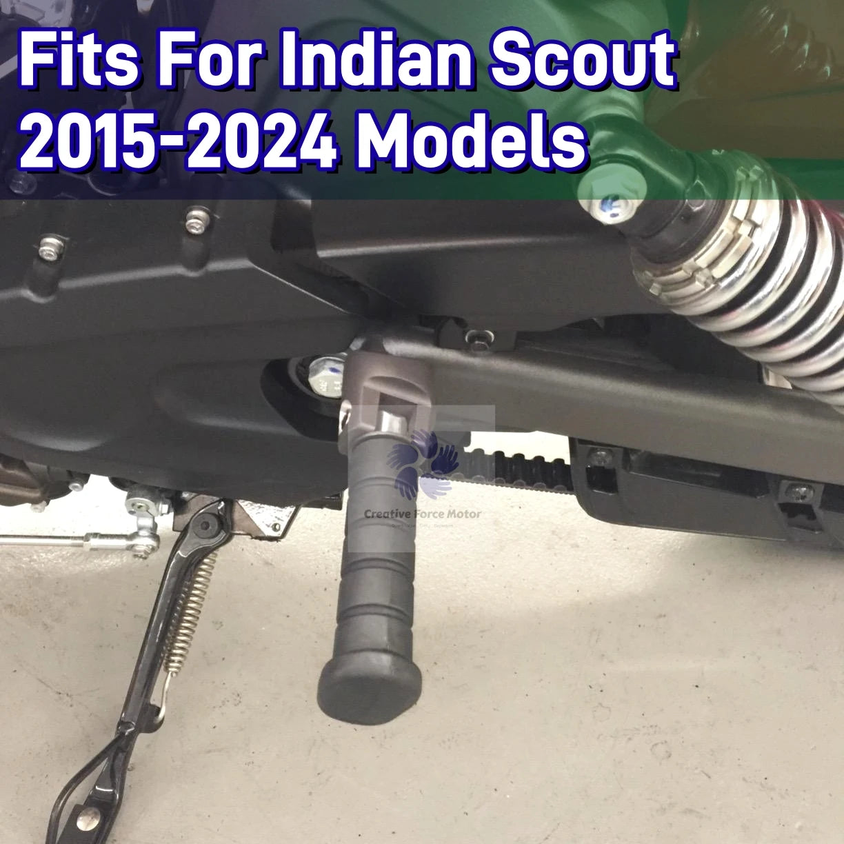 Indian Scout Rear Passenger Foot Pegs + Mount – Scout / Scout Bobber / Scout Sixty / Scout Rogue – 2015–2024 – Foldable Titanium Alloy – Metallic Black or Titanium Gray – $84–$85