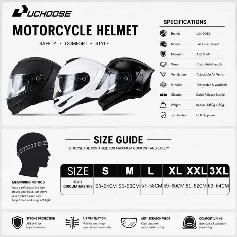 Modular Helmets – Flip-Up Full Face Motorcycle Helmet, Dual Visor, Shockproof & Breathable