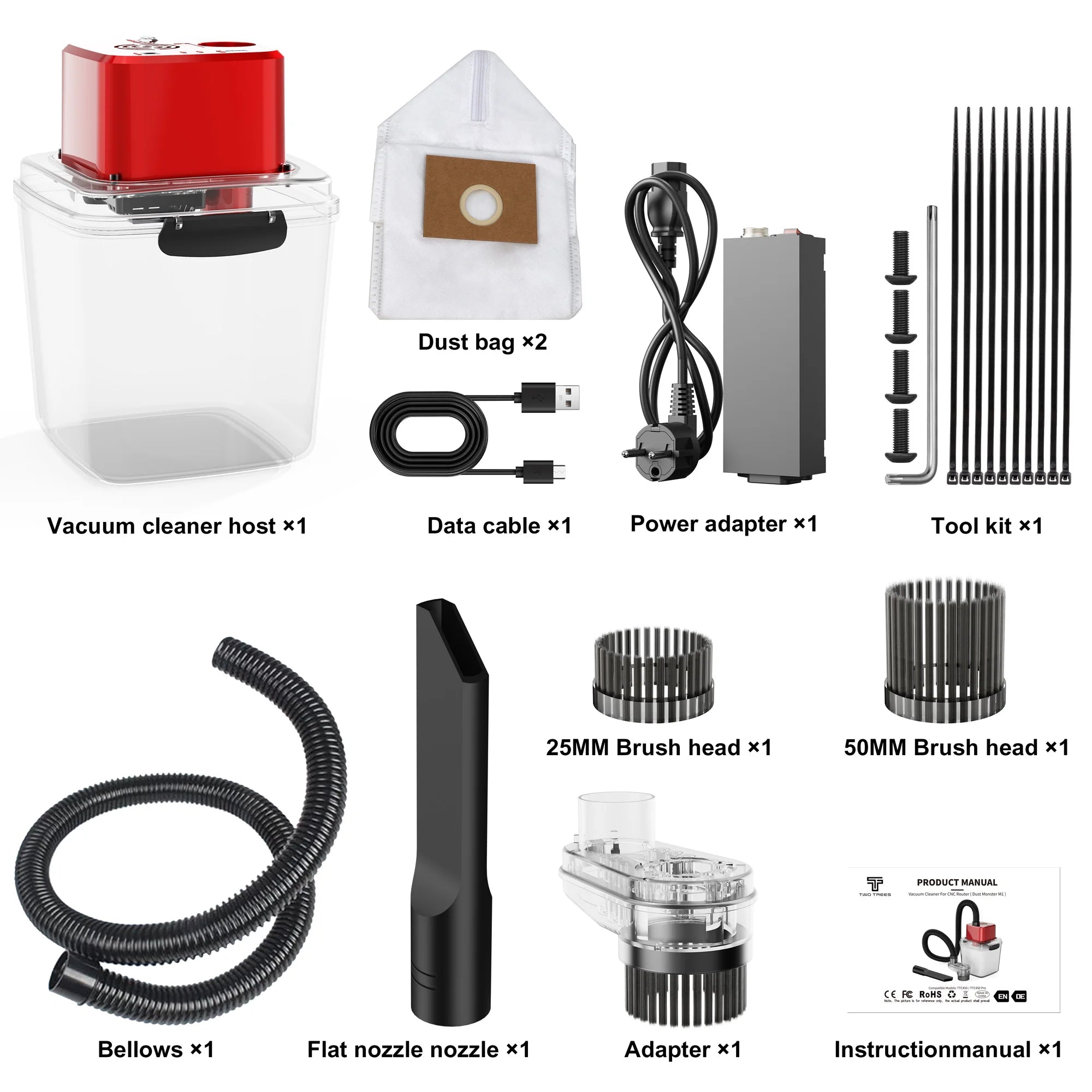 Vacuum Cleaner For CNC Router (Little Monster M1) Spindle Dust Collector for 775 Motor 500W Spindle TTC450 CNC Engraver Parts