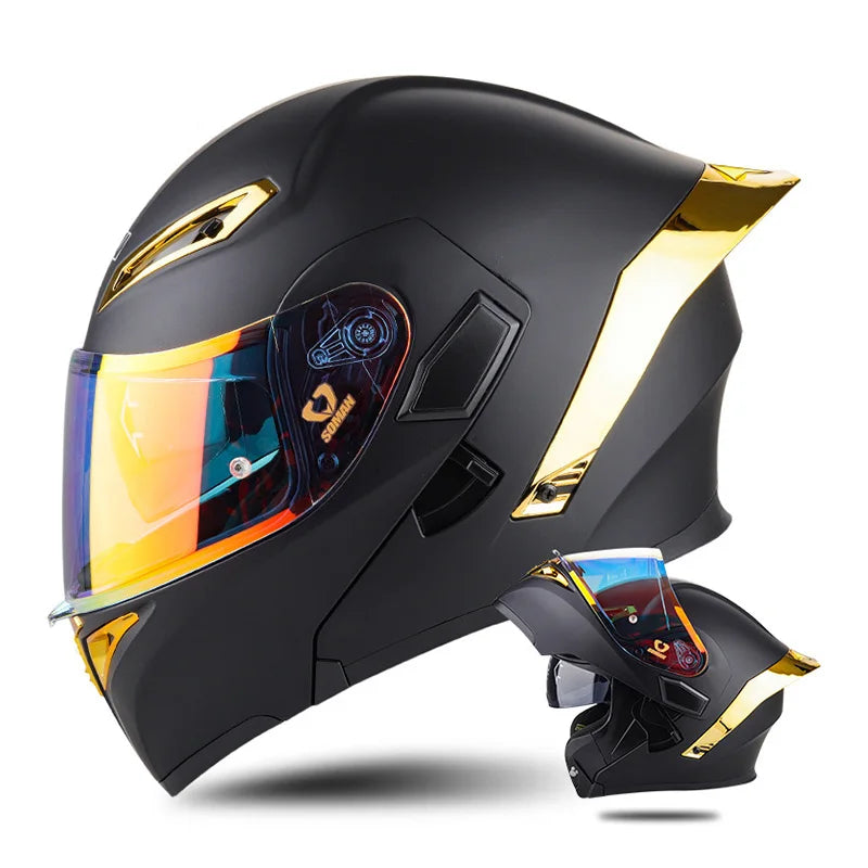 DOT Approved Modular Full Face Motorcycle Helmet – Flip-Up Dual Visor, All-Season