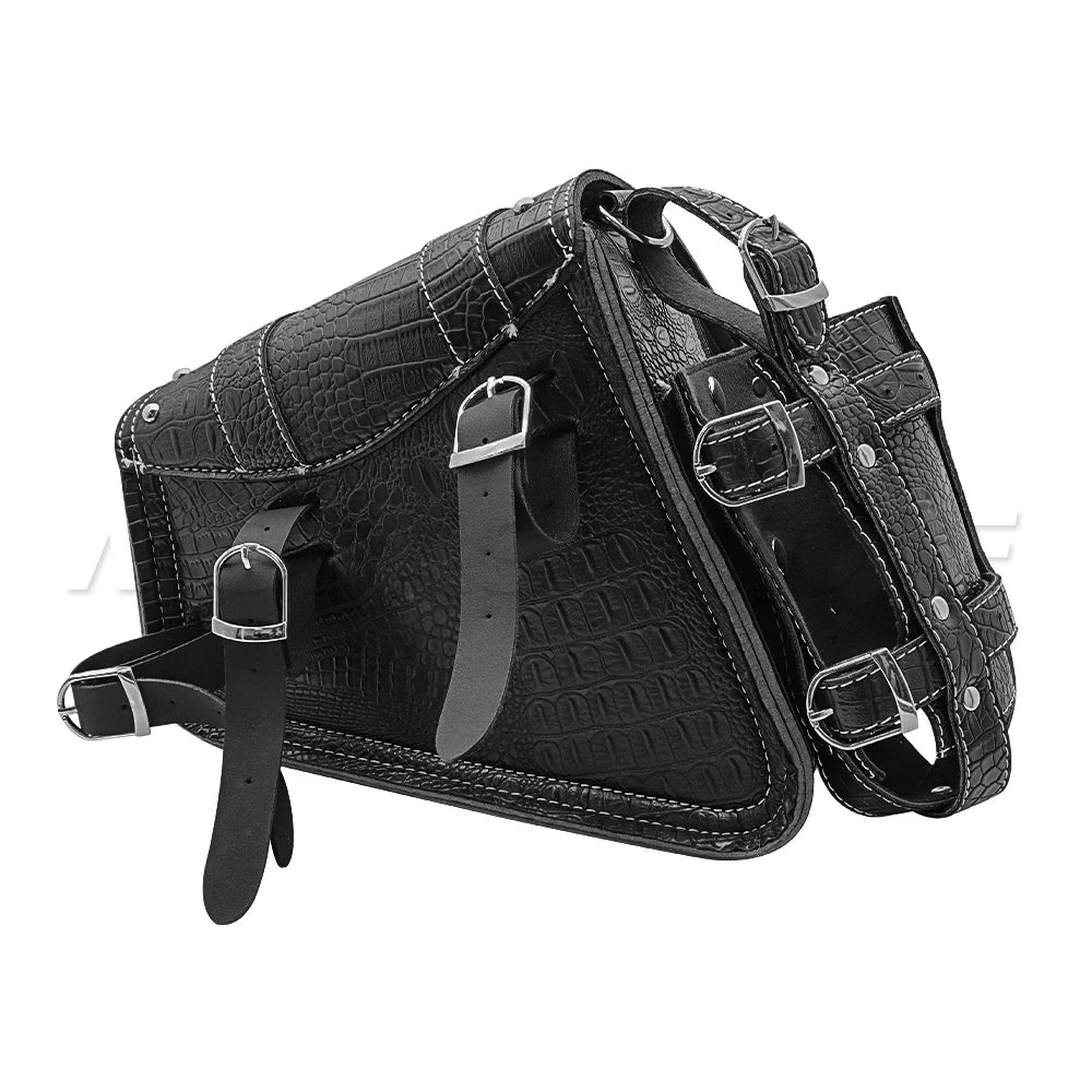 mofastwolf Sportster Iron 883 XL883 1200 Saddlebag Waterproof Storage Bag Motorcycle Swingarm Bag Side Tool Bag PU Leather Hard-Shell Detachable Water Bottle Bag – A-Side / B-Side (1PC)
