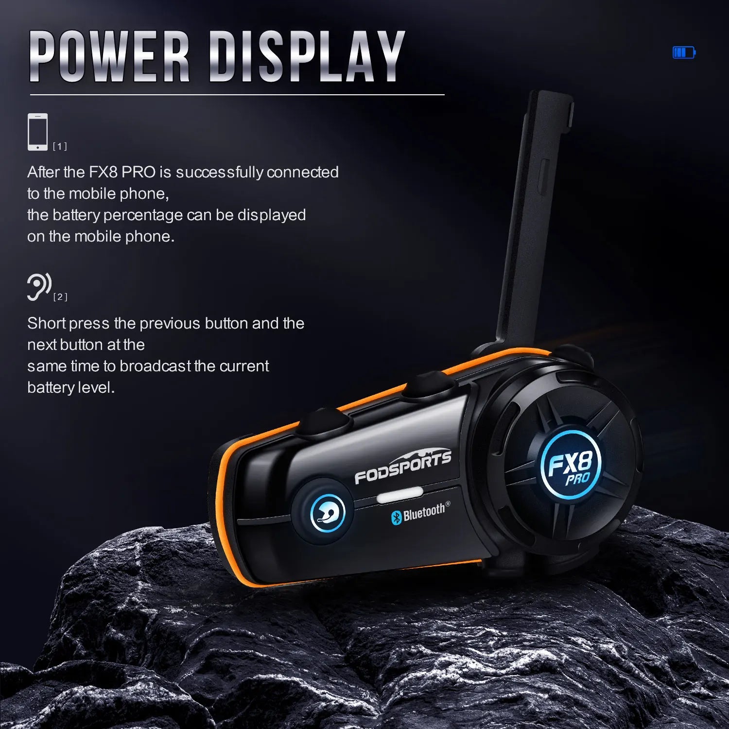 Fodsports FX8 Pro Motorcycle Bluetooth Intercom – 10-Rider Group Communication