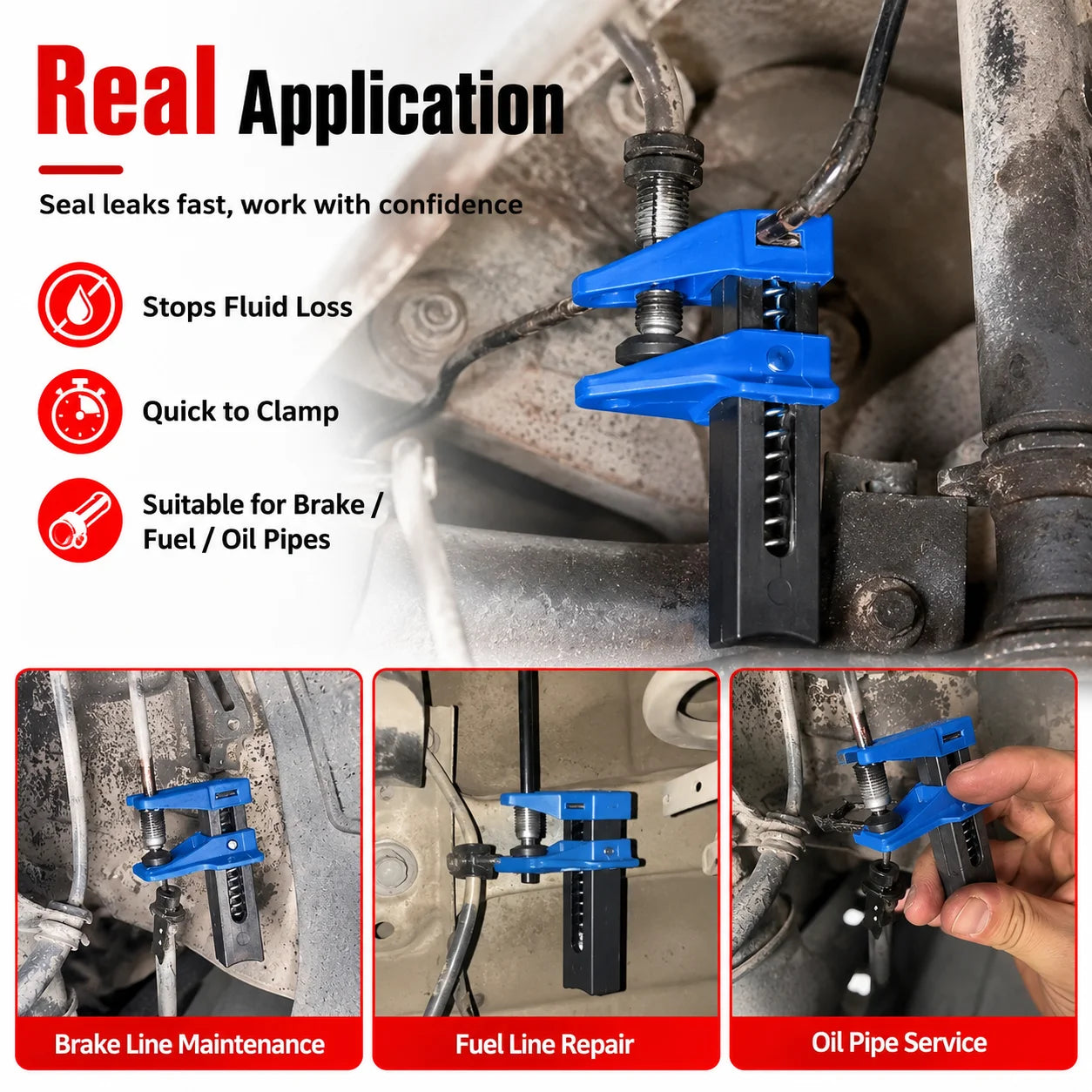 Universal Brake Hose Clamp and Oil Line Stopper Pinch-Off Pliers – Brake Line Tools – Fuel Fluid Pipe Leak Stop for Auto and Motorcycle – 1 Set or 2 Sets – from $15