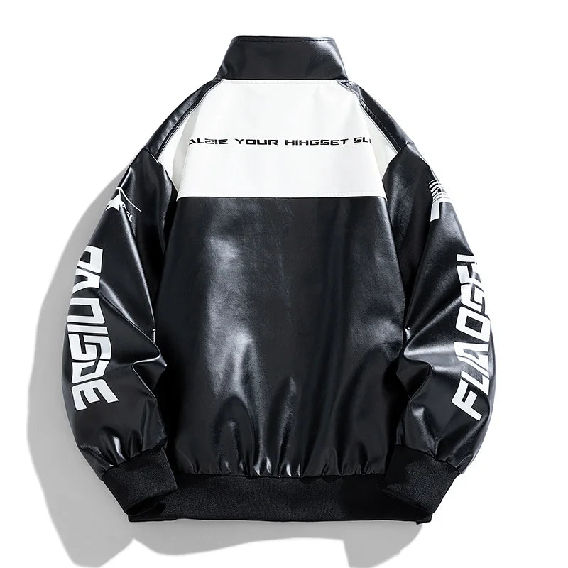 Faux Leather Moto Jacket with Street Fashion Style