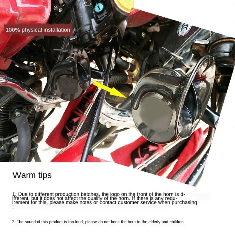 Motorcycle Horn – 12V/24V/48V Super Loud Waterproof Snail Horn