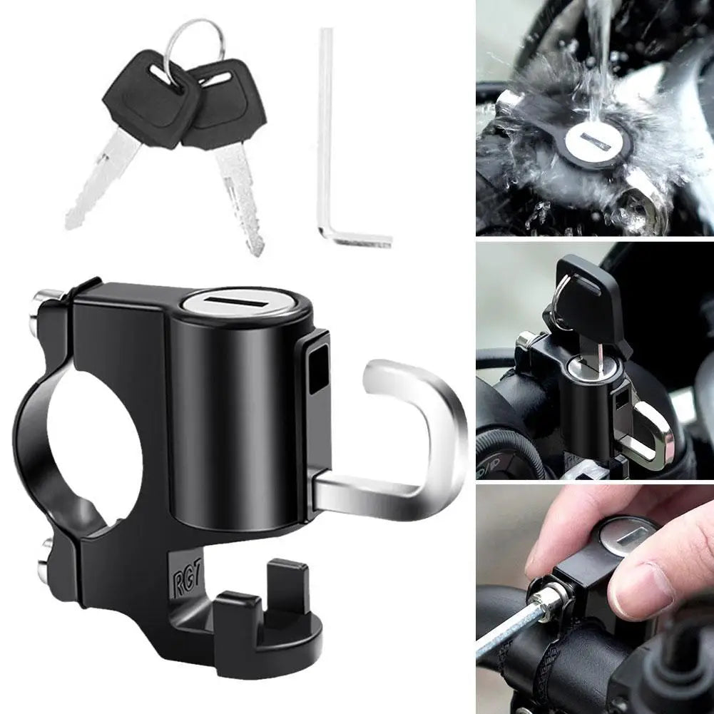 Helmet Lock for Motorcycle Scooter Atv Bicycle Universal Security Anti-theft Handlebar Lock 20mm-26mm with Keys Handle Locks