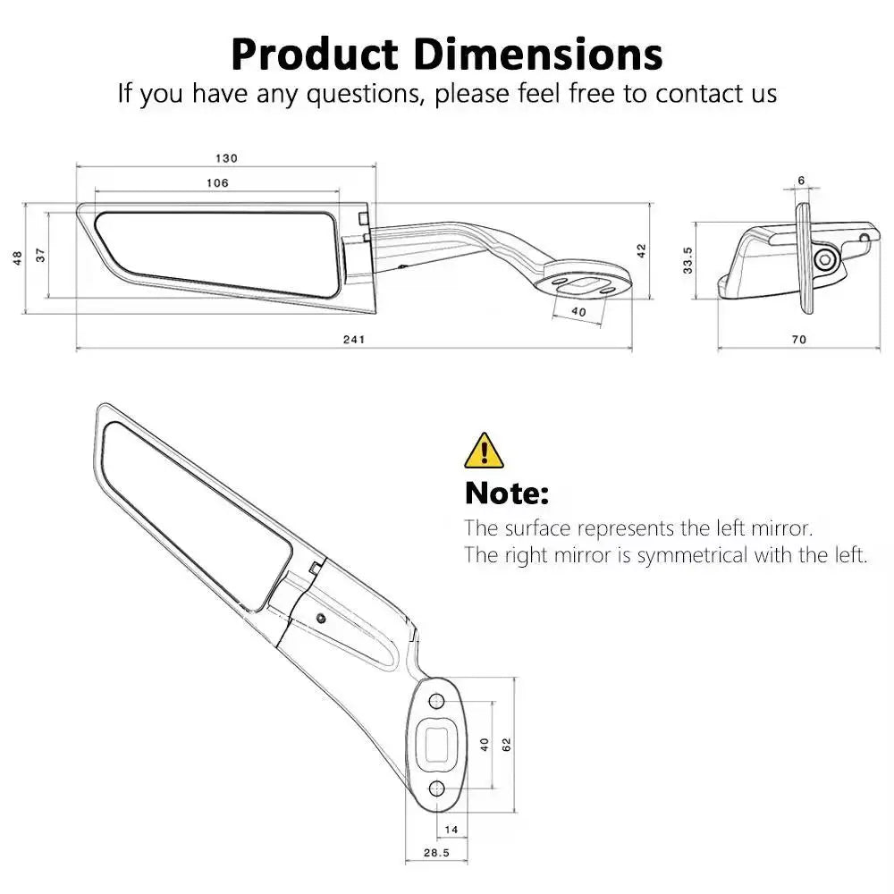 Honda CBR CNC Billet Aluminium Aerodynamic Rearview Mirror Pair Blue Anti-Glare for CBR650R CBR600RR CBR400R CBR250RR CBR150R