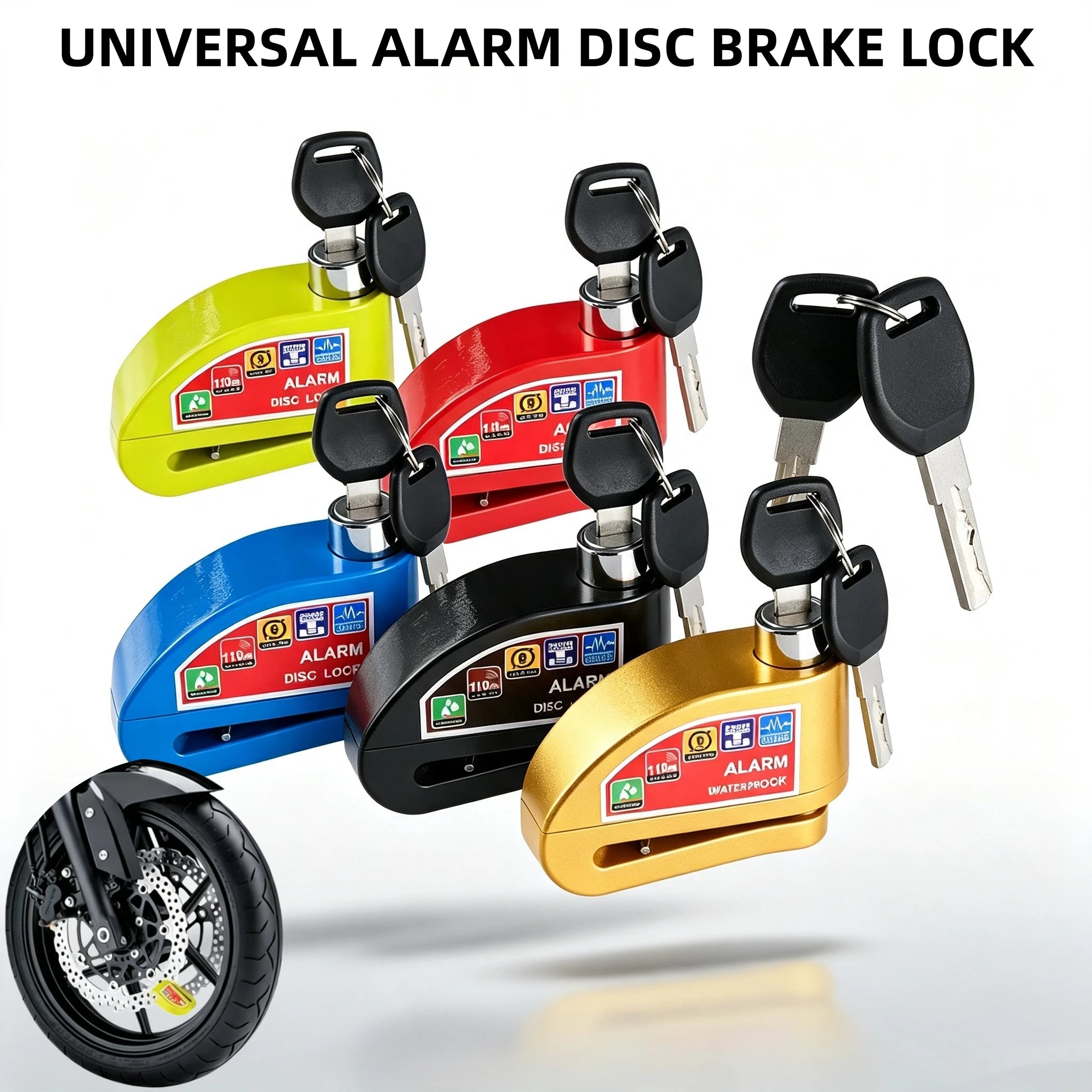 Motorcycle Bicycle Scooter Alarm Lock Wheel Disc Brake Waterproof Anti-Theft Aluminum Alloy Safety Brake Lock Moto Accessories – 5 Styles