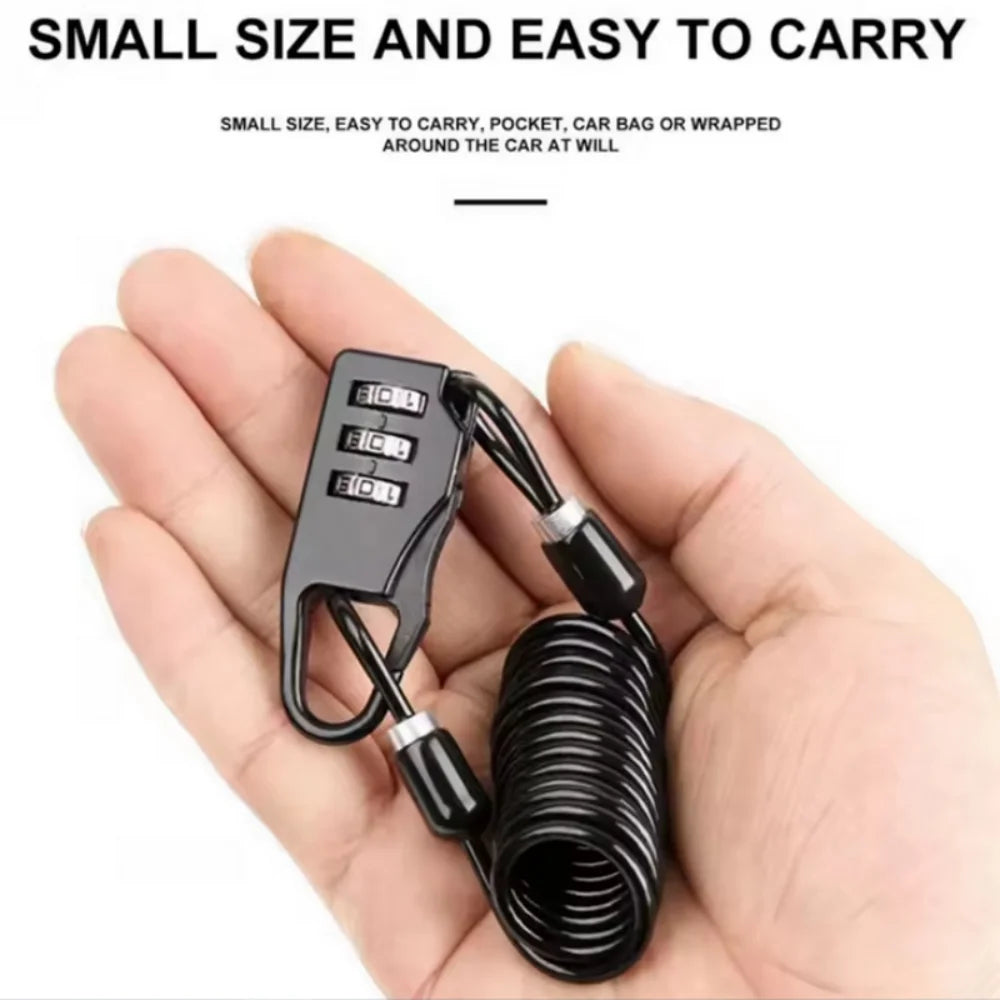 DOMEN Bicycle Anti-Theft Lock Motorcycle Portable Three-Digit Password Helmet Lock Bike Wire Rope Helmet Lock Bike Accessories