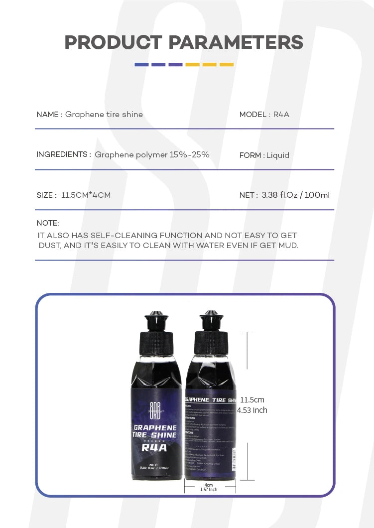 Graphene Acrylic Tire Shine Spray Coating – No Sling Long-Lasting Deep Black UV Protection Dirt Repellent – 100ml / 473ml – $10–42