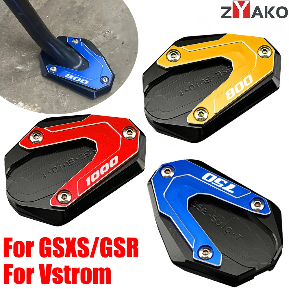 For VStrom 800DE 1000 1050 DE GSXS 750 1000 GT 1050 XT GSR750 GSX8S GSX8R CNC Motorcycle Kickstand Foot Side Stand Extension Pad – ZYAKO CNC Aluminum Anodized Blue Black Red Grey Gold