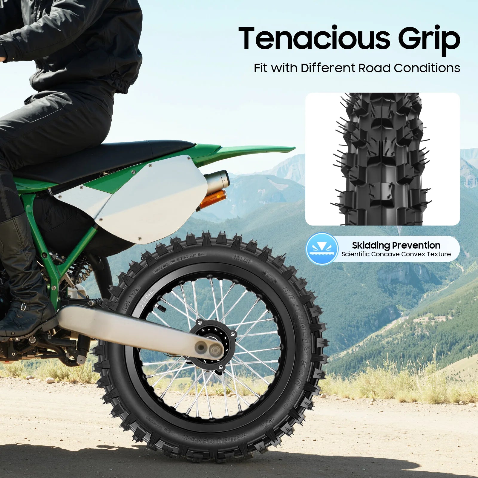Dirt Bike Tires – 60/100-14 Front & 80/100-12 Rear Wheel Tire Set